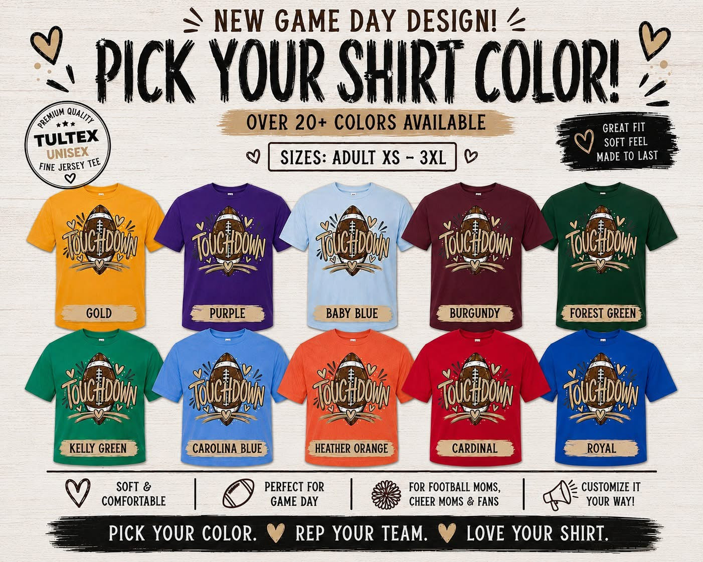 Touchdown Tee (Choose your team color)