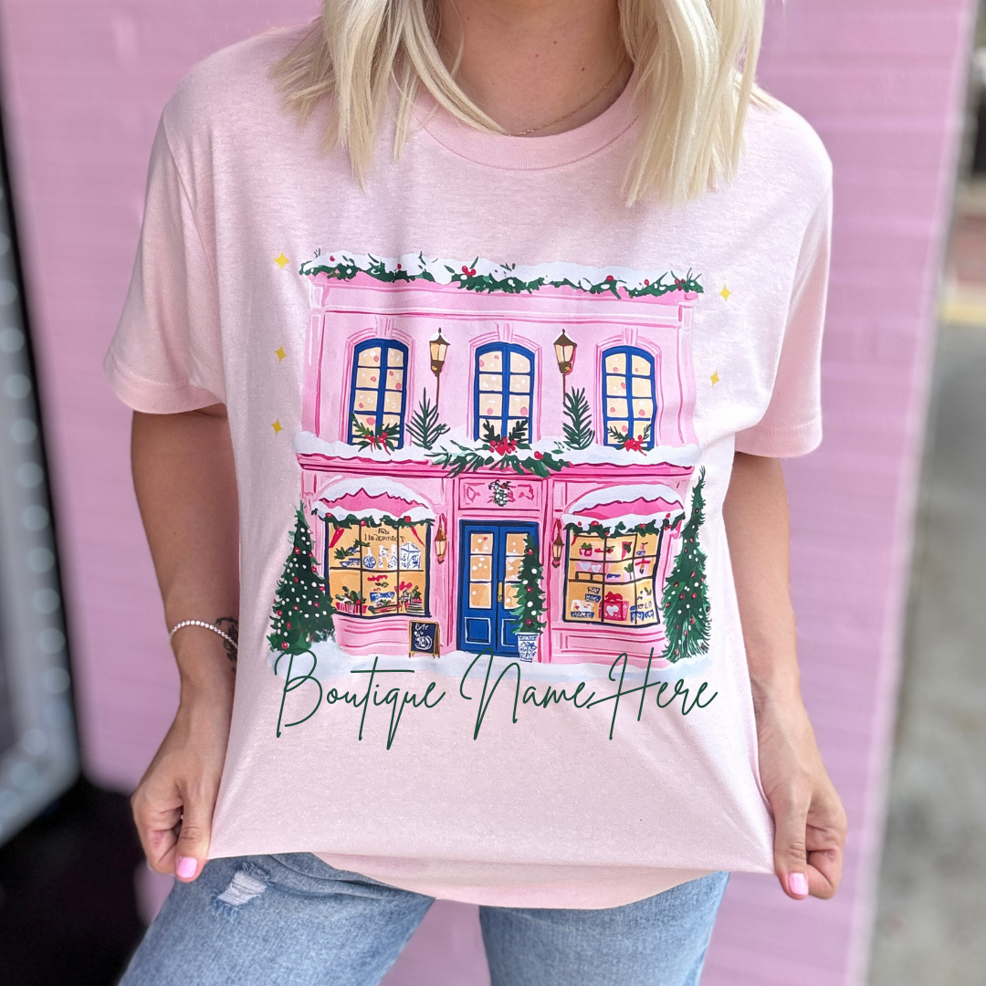 Christmas Pink Store Front Graphic Tee #26185