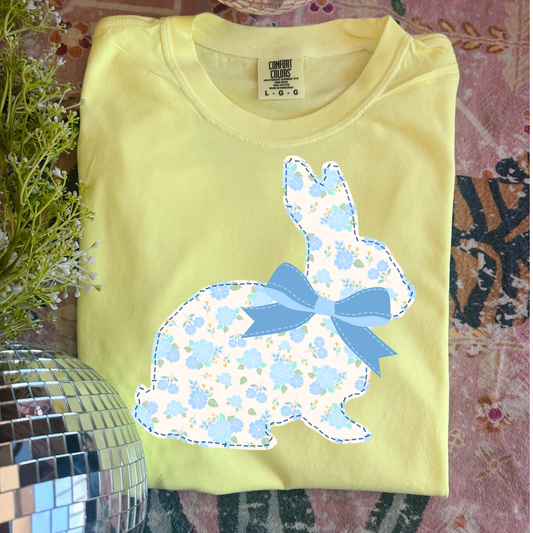 Yellow Floral Bunny Graphic Tee