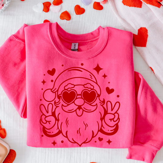 Peace and Hearts Santa Graphic Tee D-1075