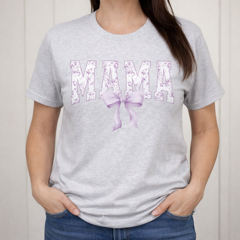 Mama Floral Bow Graphic Tee or Sweatshirt D-1043