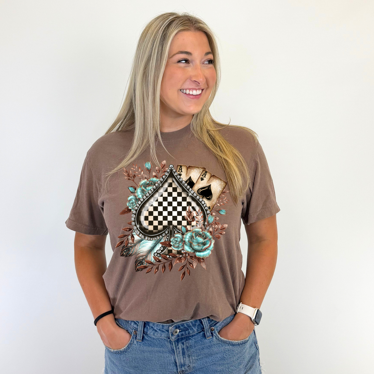 Checkered Spades and Cards Tee