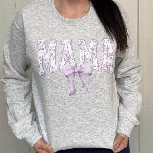 Mama Floral Bow Graphic Tee or Sweatshirt D-1043