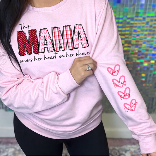Custom Name Heart On My Sleeve Graphic Sweatshirt