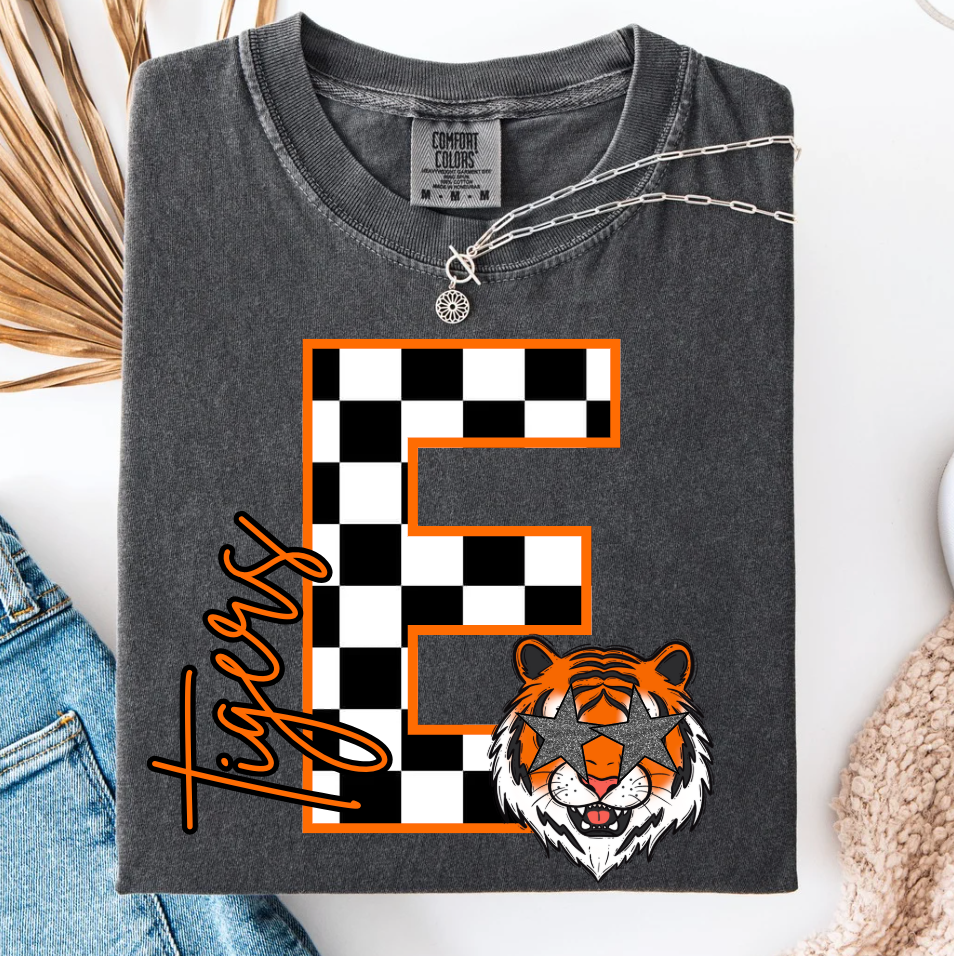 Block Letter Checker Graphic Tee