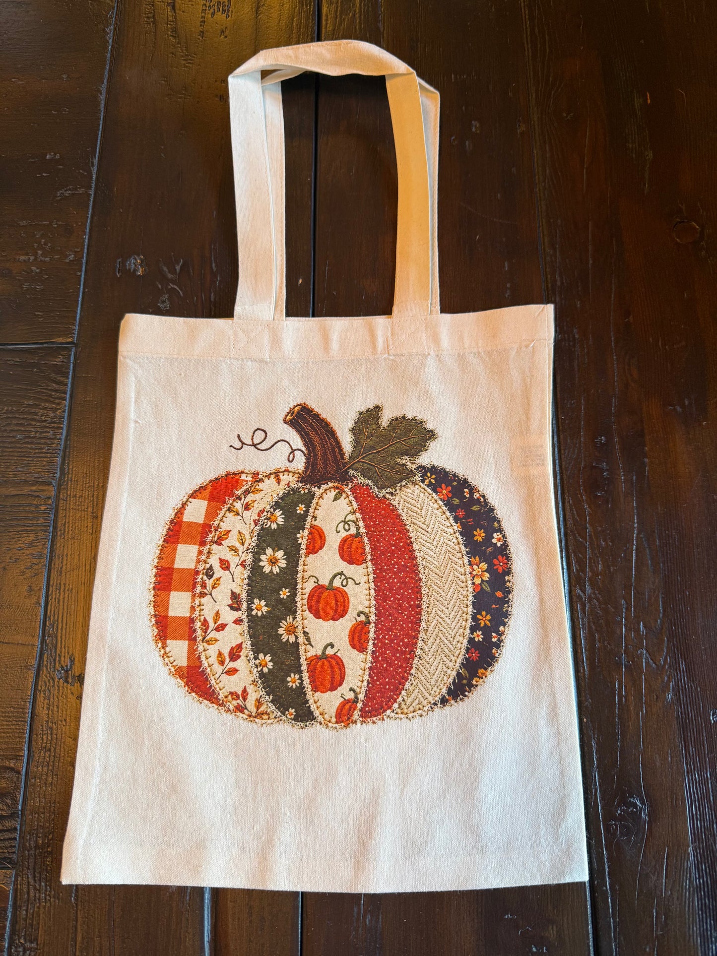 Patchwork Pumpkin Canvas Tote Bag