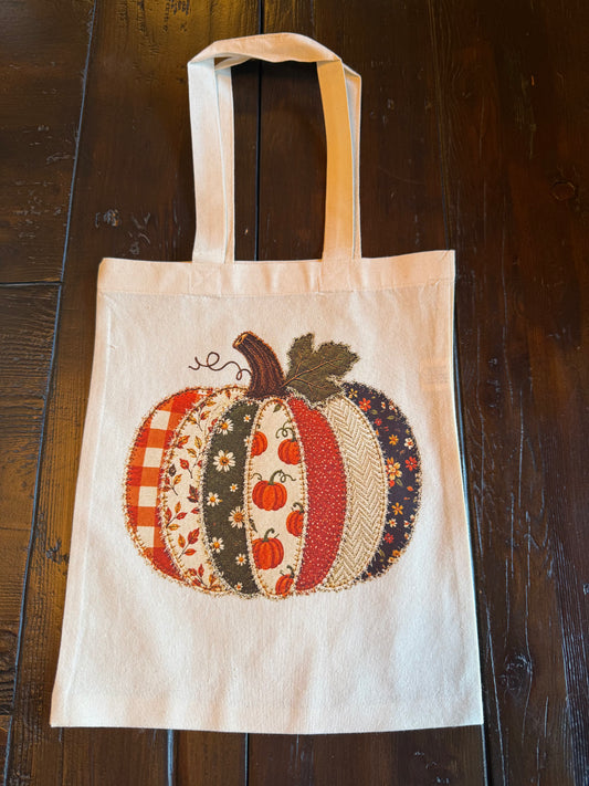 Patchwork Pumpkin Canvas Tote Bag