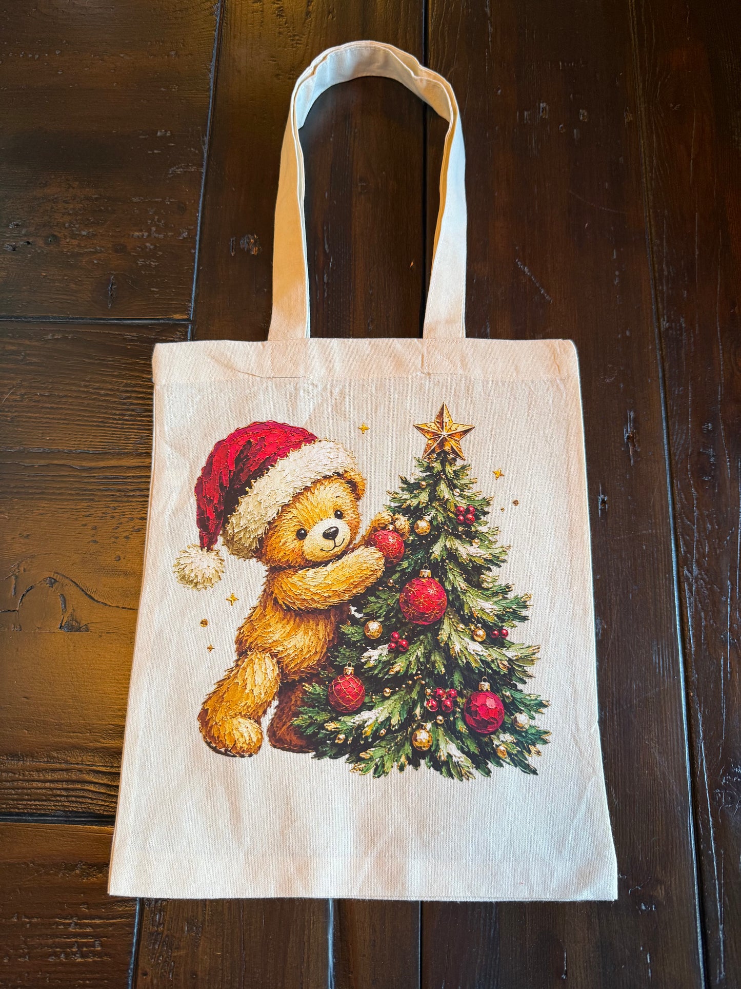 Teddy Bear Christmas Canvas Tote Bag